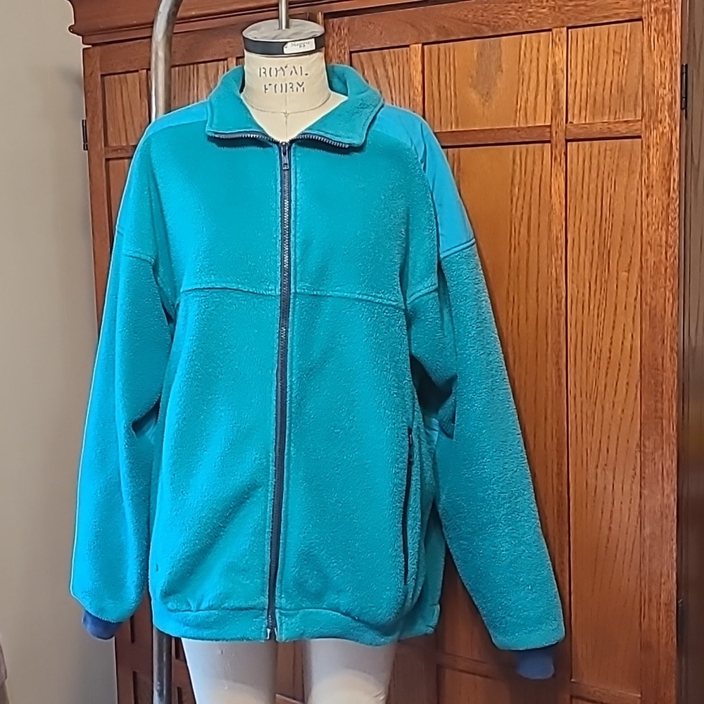 LL Bean XL polar fleece jacket in teal green